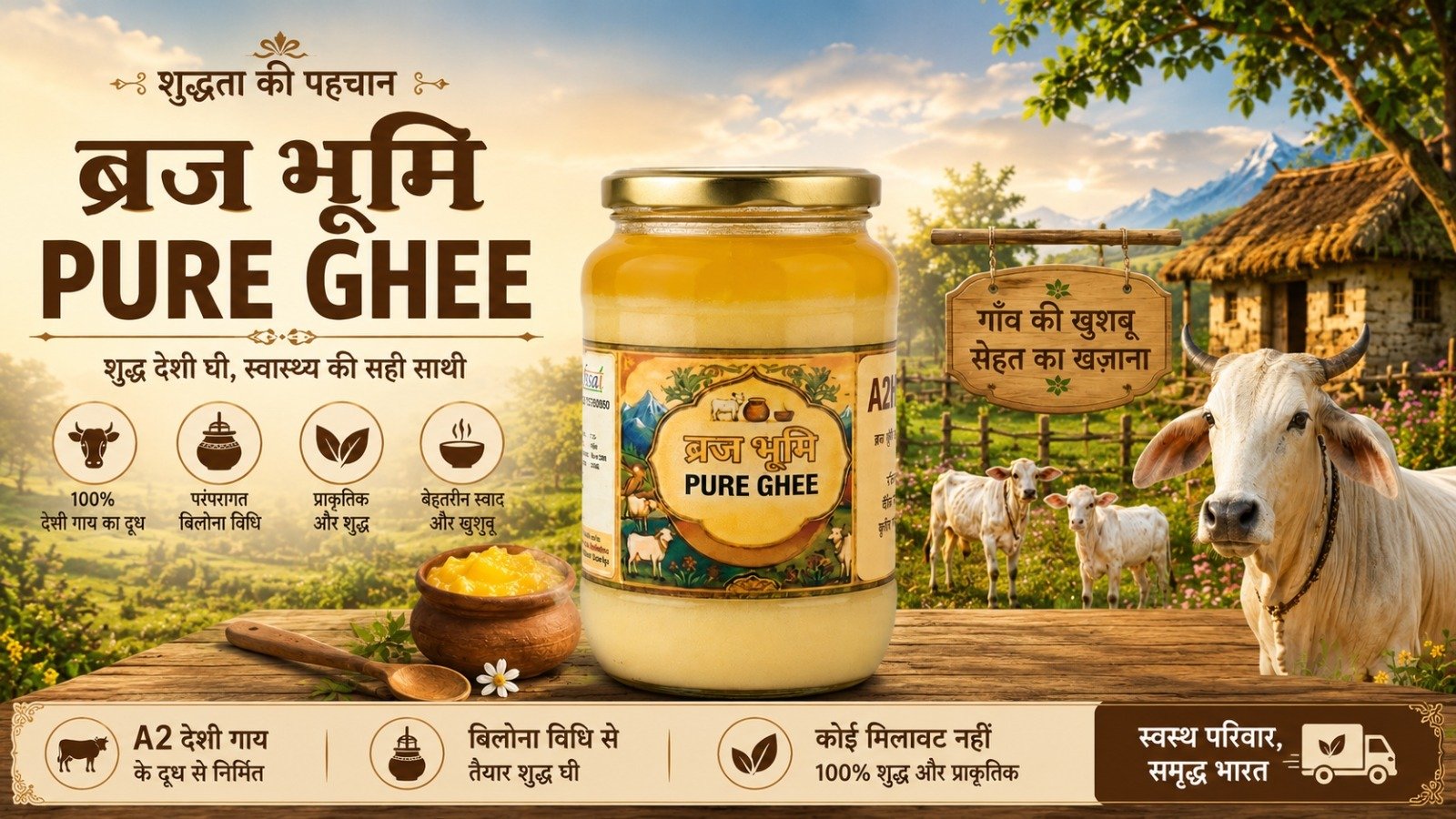 Brajbhumi Desi Cow Ghee - Pure & Traditional Bilona Method from the land of Krishna